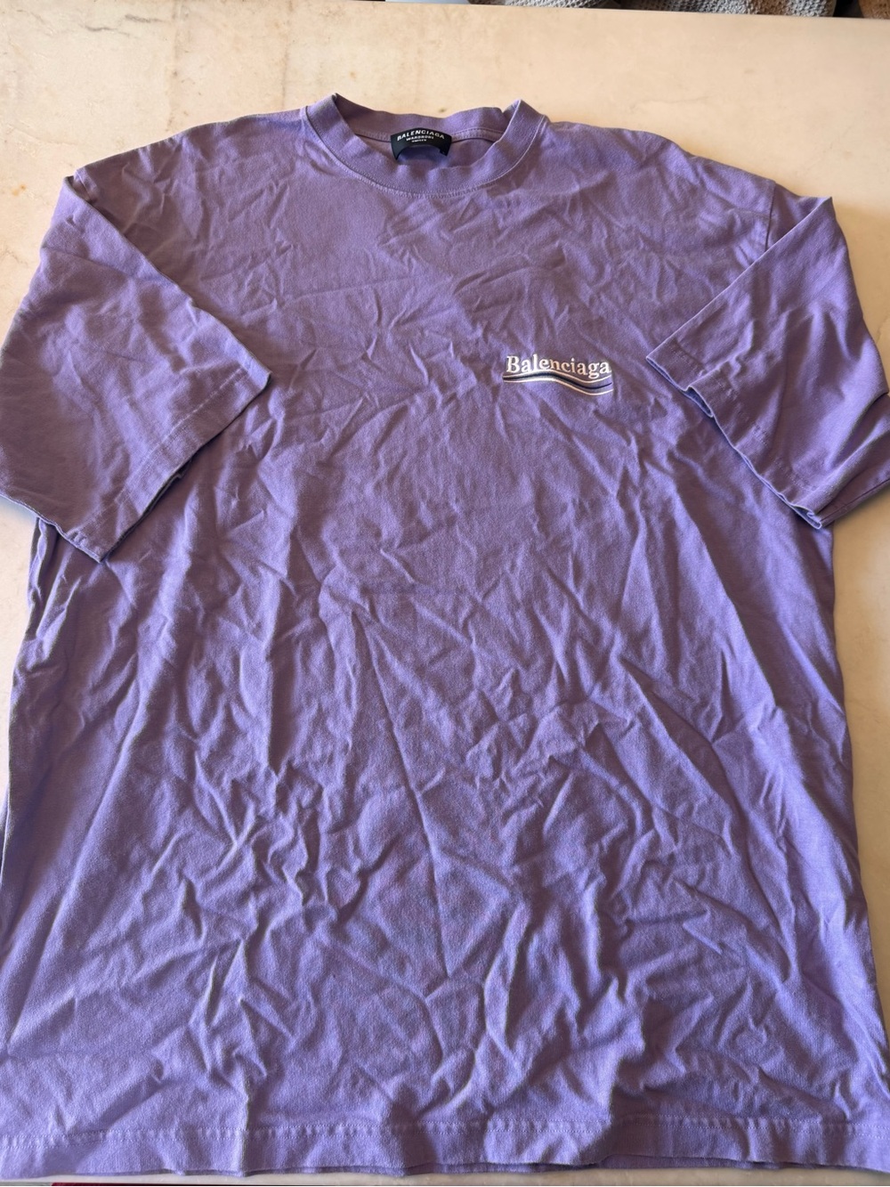 Balenciaga Lavender Short-Sleeve Logo Tee